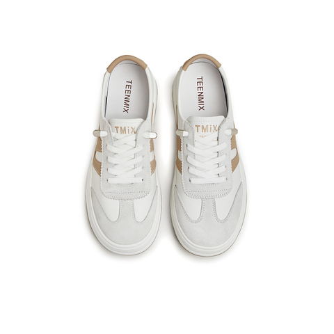 天美意2024春新款商场同款低帮休闲运动复古女小白鞋BI401AM4