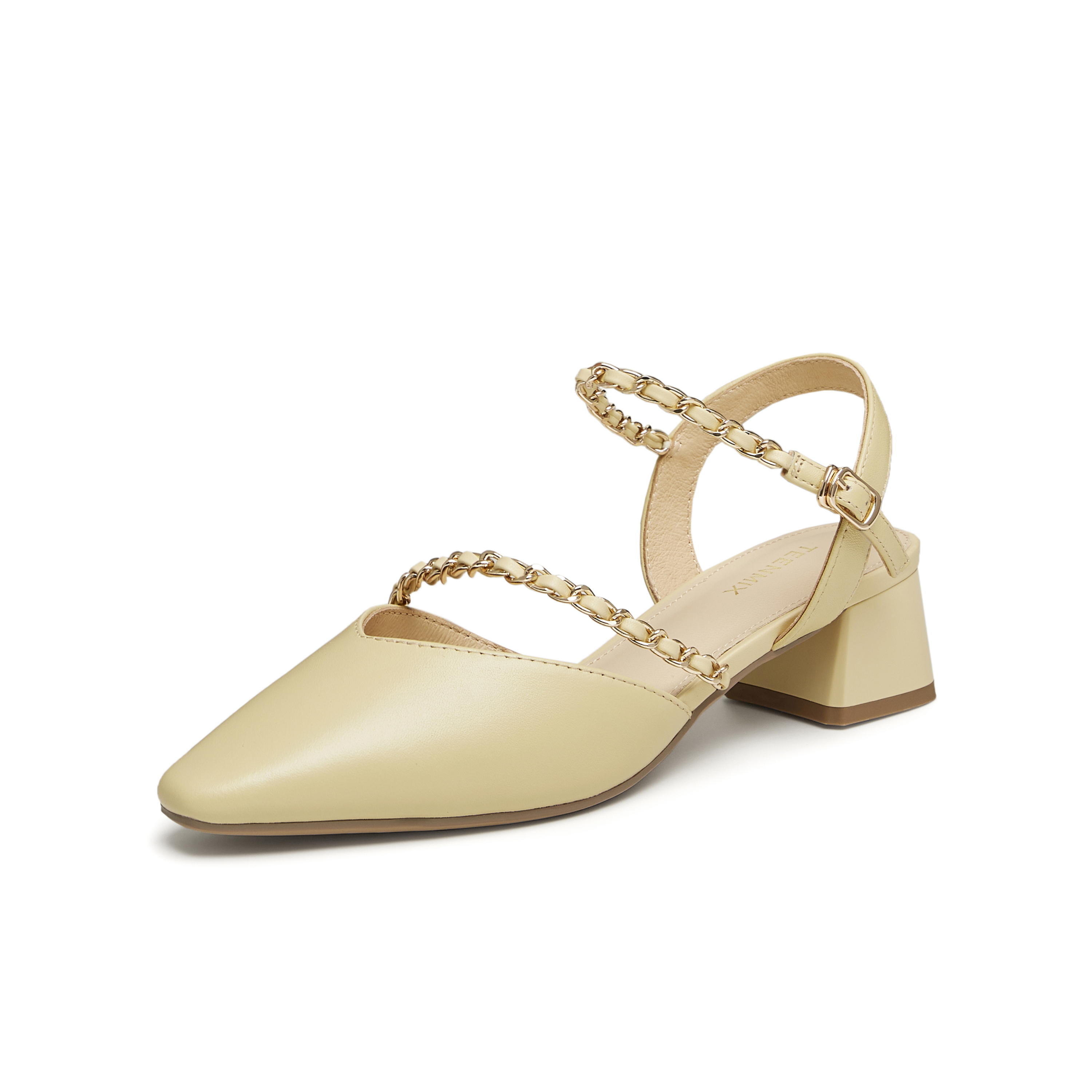 天美意2024夏新款商场同款尖头粗跟法式仙女风女凉鞋BI881BH4