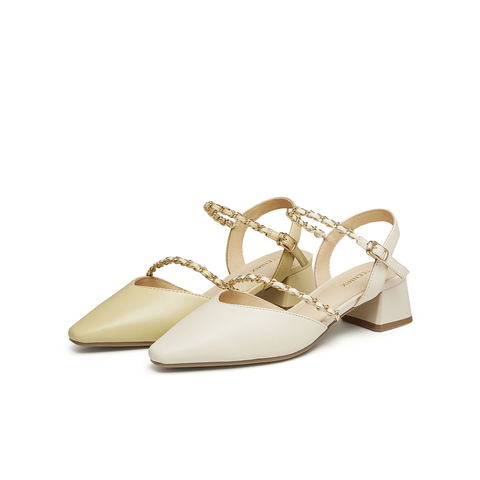 天美意2024夏新款商场同款尖头粗跟法式仙女风女凉鞋BI881BH4