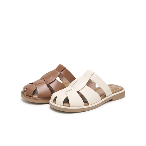 天美意2024夏新款商场同款凉鞋一脚蹬时尚包头女拖鞋BI781BT4