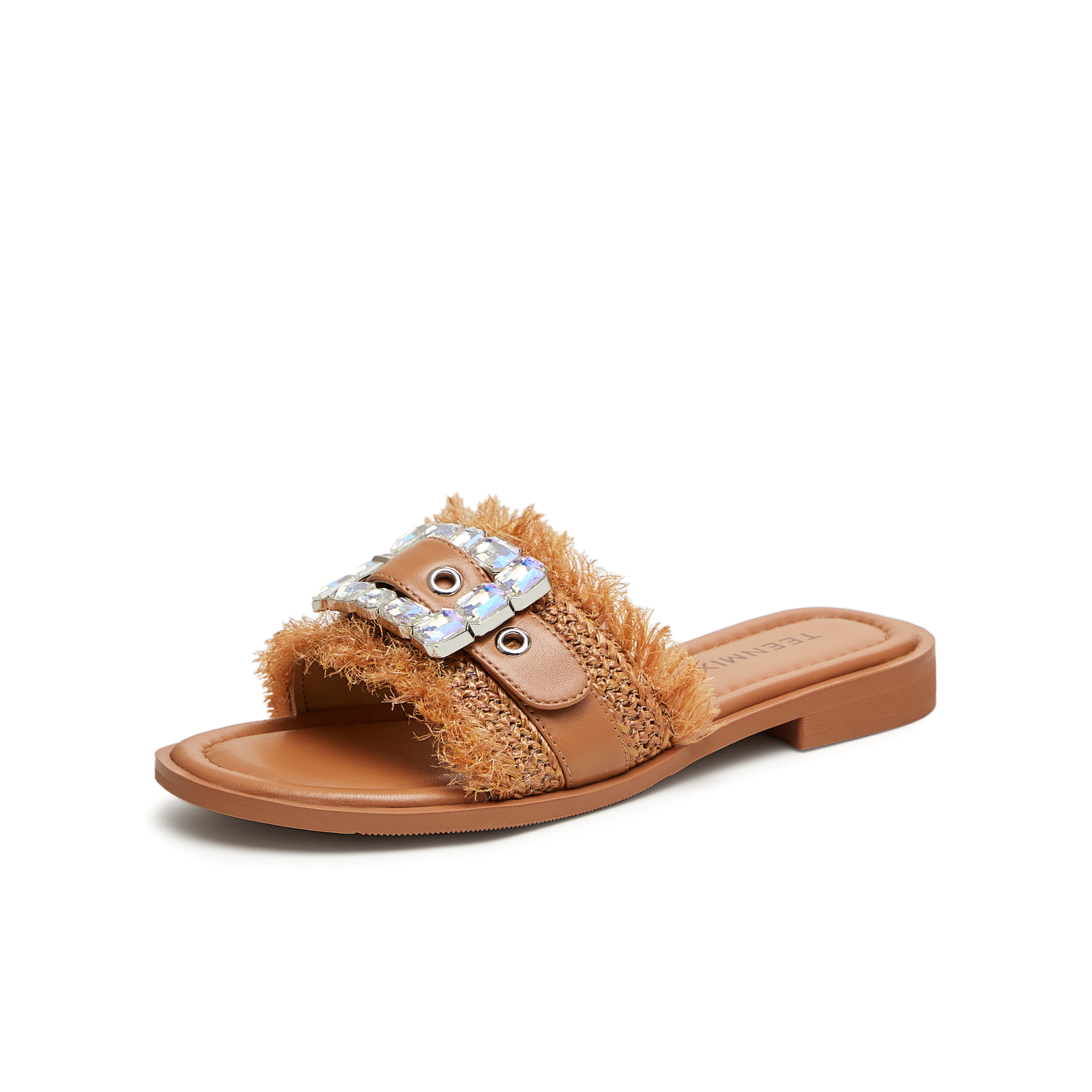 天美意2024夏新款一字拖时尚百搭都市露趾外穿女拖鞋KT018BT4