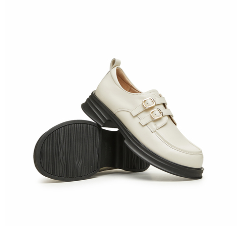 天美意2024春新款商场同款保暖英伦风皮鞋毛毛鞋女单鞋BI071AM4