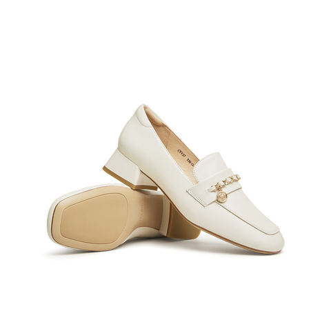 天美意2024春新款商场同款方跟气质通勤单鞋女乐福鞋CYY37AA4