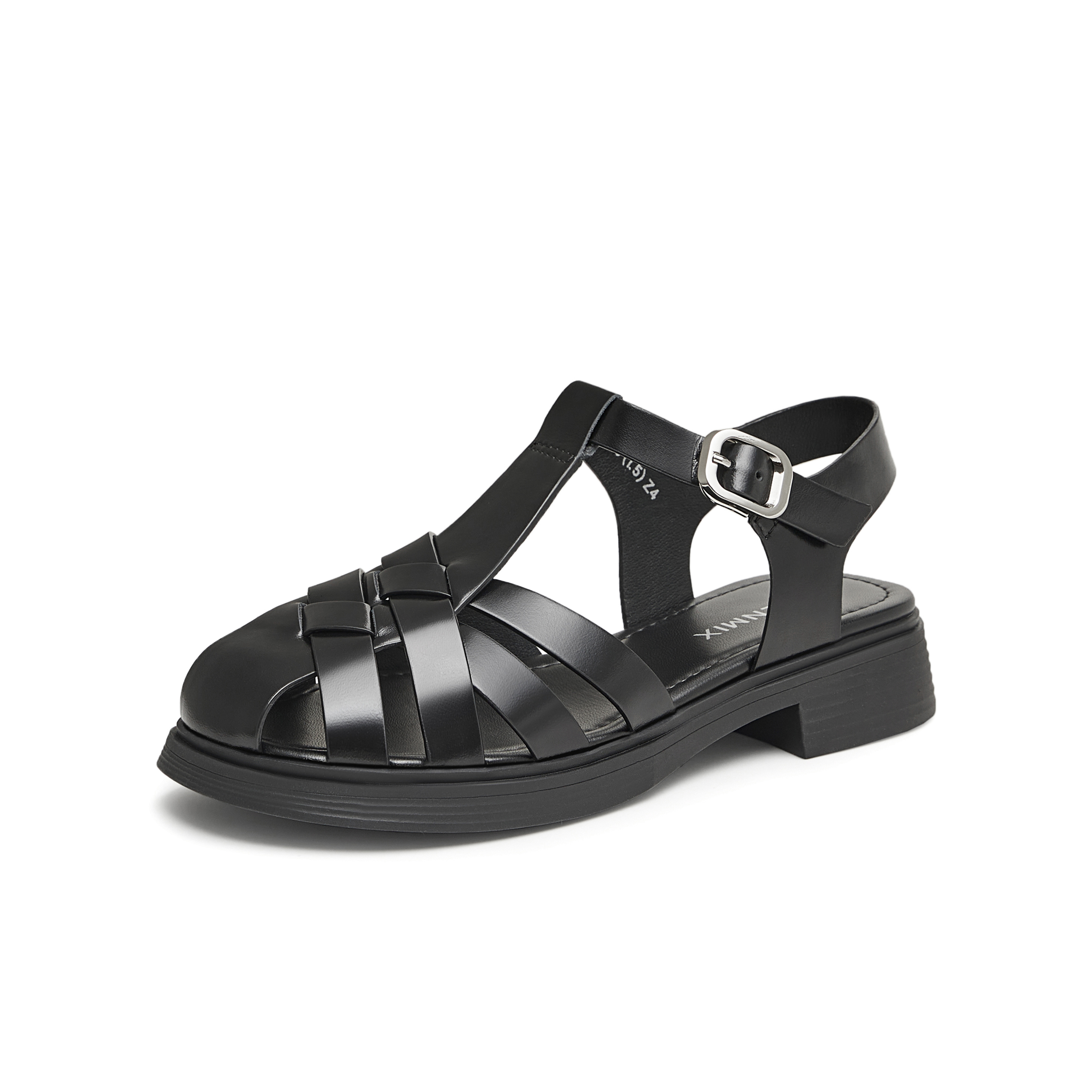 天美意2024夏新款商场同款平底编织镂空休闲罗马女凉鞋CQR31BH4