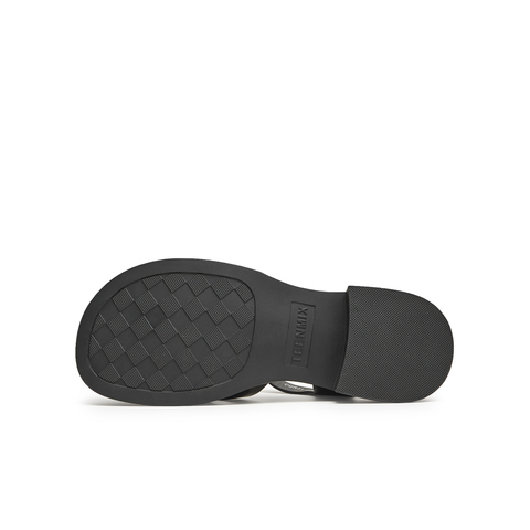 天美意2024夏新款商场同款平底编织镂空休闲罗马女凉鞋CQR31BH4