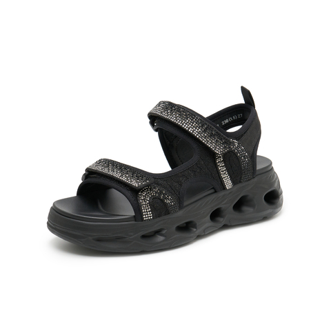 天美意2024夏新款商场同款厚底百搭闪钻女休闲运动凉鞋CS322BL4