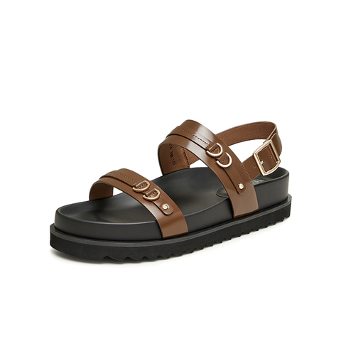 天美意2024夏新款商场同款平底时尚百搭舒适通勤女拖鞋CQC14BL4