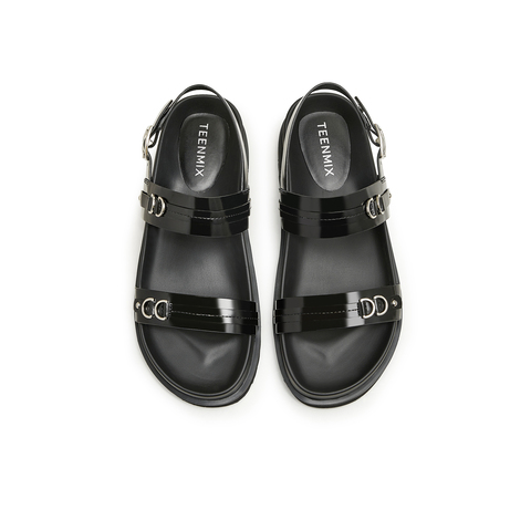 天美意2024夏新款商场同款平底时尚百搭舒适通勤女凉鞋CQC14BL4