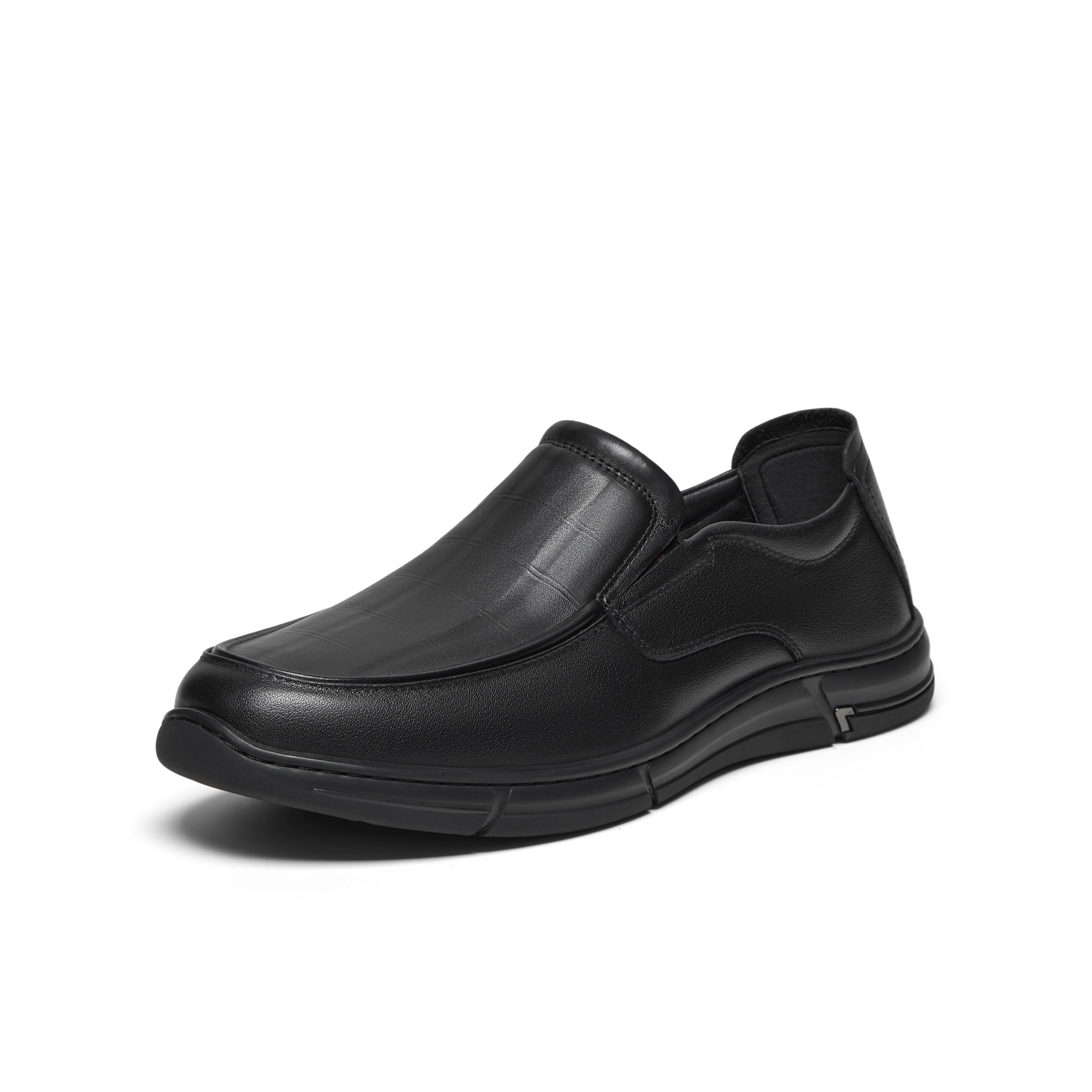 天美意2024春新款商场同款纯色简约套脚通勤男休闲皮鞋C2U02AM4