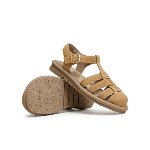 天美意2024夏新款猪笼包头休闲百搭日常户外女罗马凉鞋KL001BL4