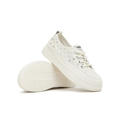 天美意2024夏新款商场同款蕾丝镂空厚底小白鞋女休闲鞋BI741BM4