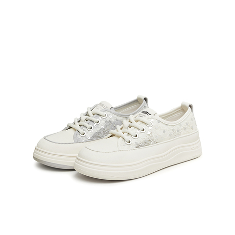 天美意2024夏新款商场同款蕾丝镂空厚底小白鞋女休闲鞋BI741BM4