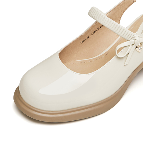 天美意2024夏新款商场同款粗跟法式复古包头后空女凉鞋CMN30BH4