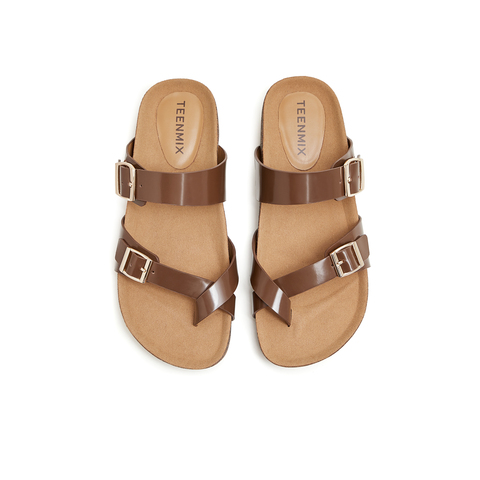 天美意2024夏新款商场同款平底时尚百搭舒适通勤女拖鞋CQQ22BT4