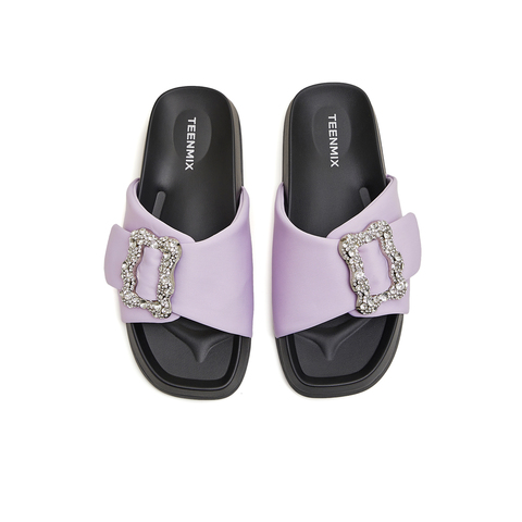 天美意2024夏新款厚底闪钻外穿简约懒人休闲女凉拖鞋KT033BT4