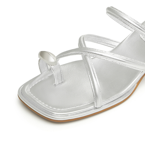 天美意2024夏新款粗跟夹脚交叉条带时尚百搭外穿女拖鞋KT041BT4