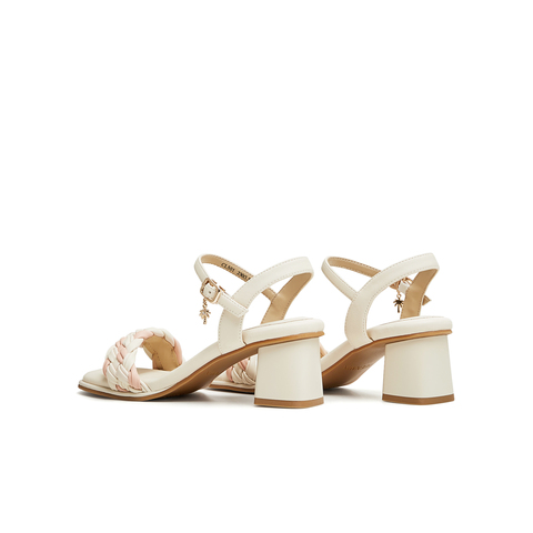 天美意2024夏新款商场同款粗跟百搭气质女一字带凉鞋CL501BL4