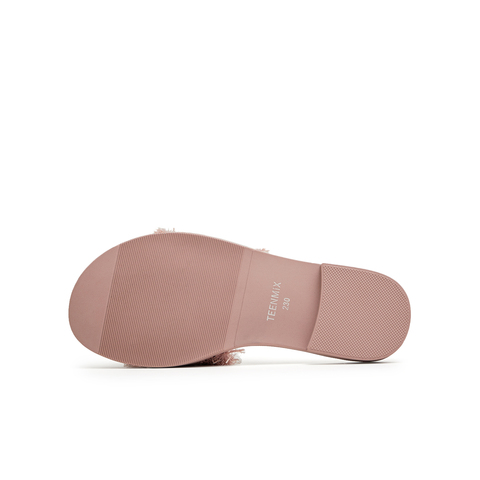 天美意2024夏新款一字拖时尚百搭都市露趾外穿女拖鞋KT018BT4