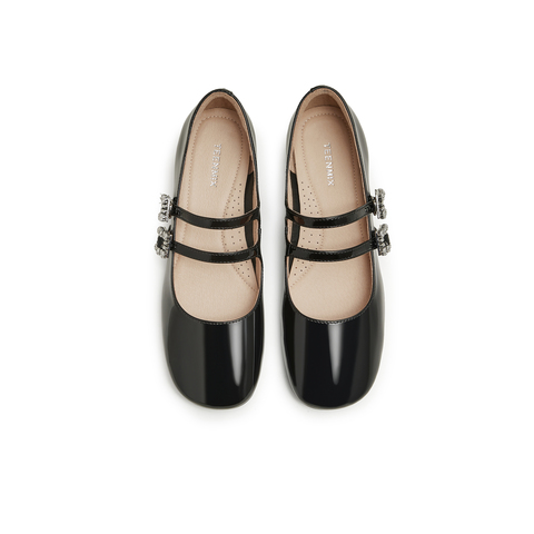 天美意2024秋新款商场同款粗跟法式漆皮单鞋女玛丽珍鞋BJ271CQ4