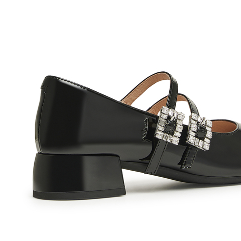 天美意2024秋新款商场同款粗跟法式漆皮单鞋女玛丽珍鞋BJ271CQ4