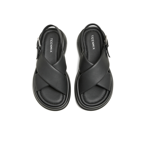 天美意2024夏新款松糕厚底沙滩鞋外穿运动女休闲凉鞋KX021BL4