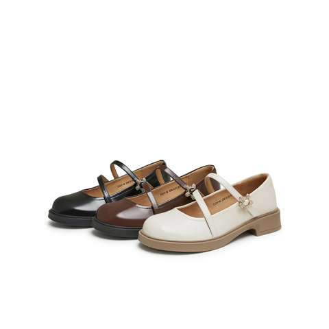 天美意2024秋新款商场同款可爱甜美学院玛丽珍女皮单鞋COY18CQ4