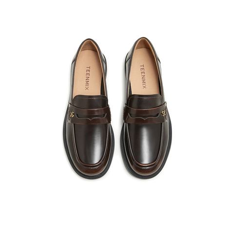 天美意2024秋新款商场同款纯色百搭哑光女学院乐福鞋CXC47CA4