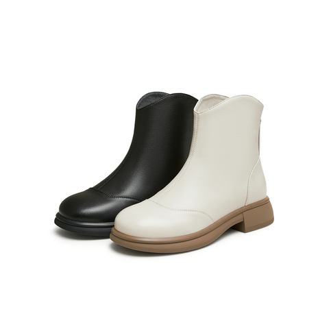 天美意2024冬新款切尔西靴显瘦百搭时尚英伦风女奶皮靴KYP03DD4