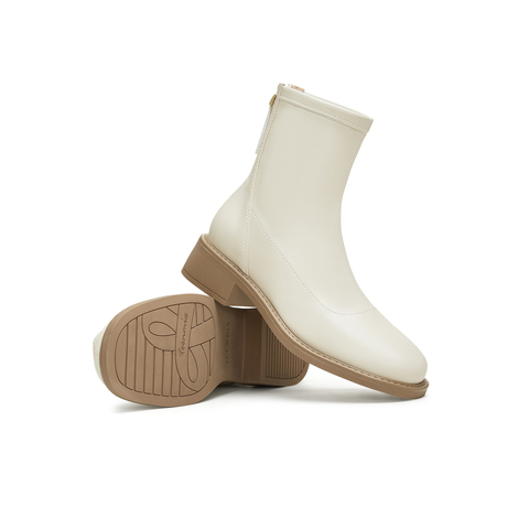 天美意2024冬新款商场同款厚底简约百搭短靴女时装靴CJT55DZ4