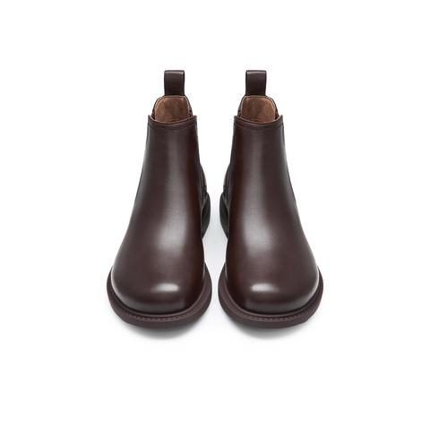 天美意2024冬新款商场同款短靴平底复古英伦女切尔西靴BJ861DD4