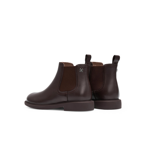 天美意2024冬新款商场同款短靴平底复古英伦女切尔西靴BJ861DD4