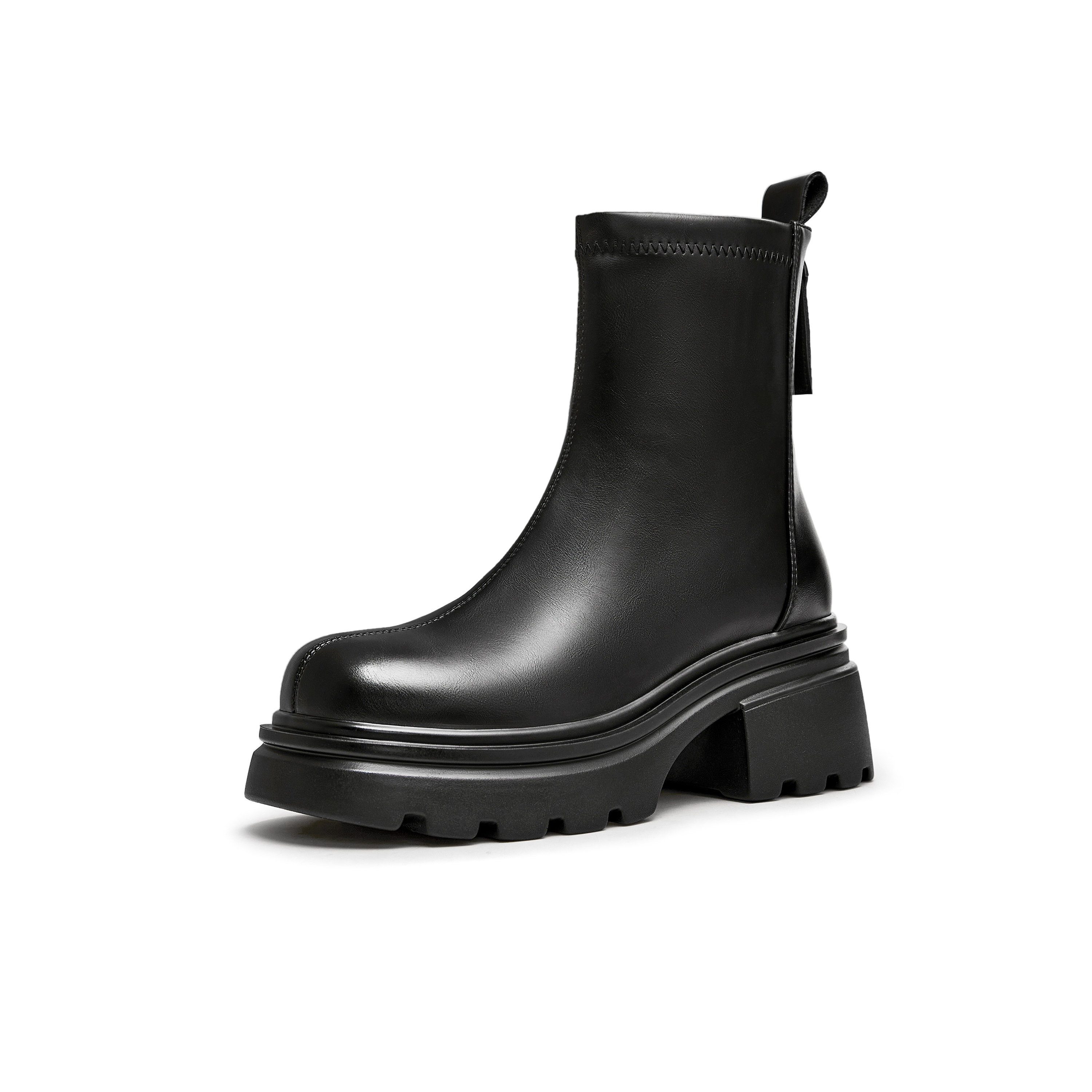 天美意2024冬新款商场同款粗跟增高百搭显瘦女弹力靴BJ881DZ4