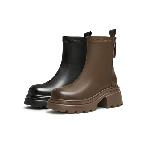 天美意2024冬新款商场同款粗跟增高百搭显瘦女弹力靴BJ881DZ4