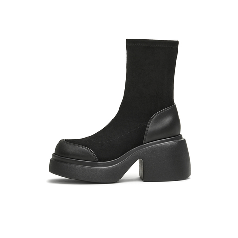天美意2024冬新款商场同款袜靴百搭潮流时尚女弹力靴CPB60DZ4