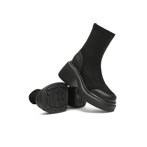 天美意2024冬新款商场同款袜靴百搭潮流时尚女弹力靴CPB60DZ4