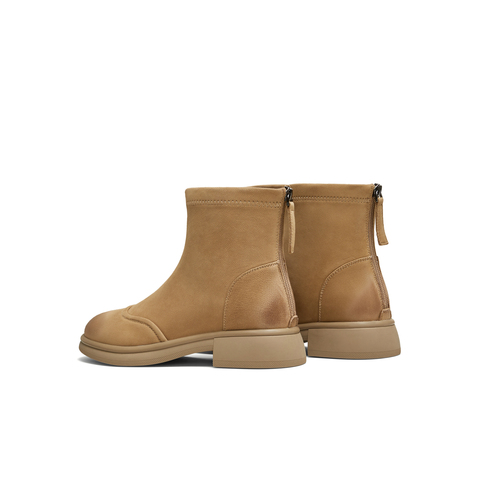 天美意2024冬新款商场同款厚底后拉链短靴女时装靴BJ801DD4