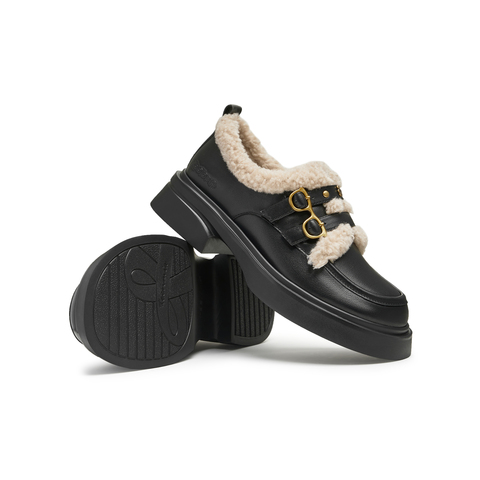 天美意2024冬新款商场同款疯狂动物城联名毛毛鞋女乐福鞋CR820DM4