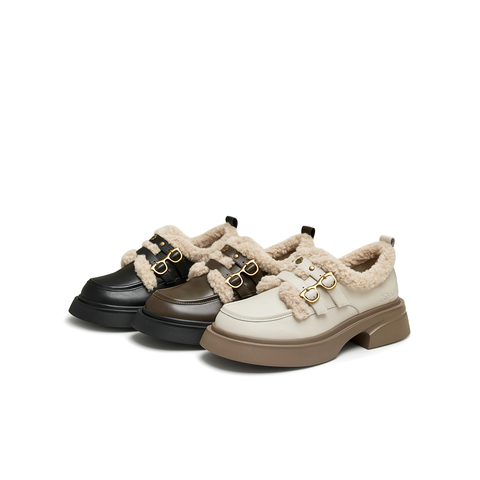 天美意2024冬新款商场同款疯狂动物城联名毛毛鞋女乐福鞋CR820DM4