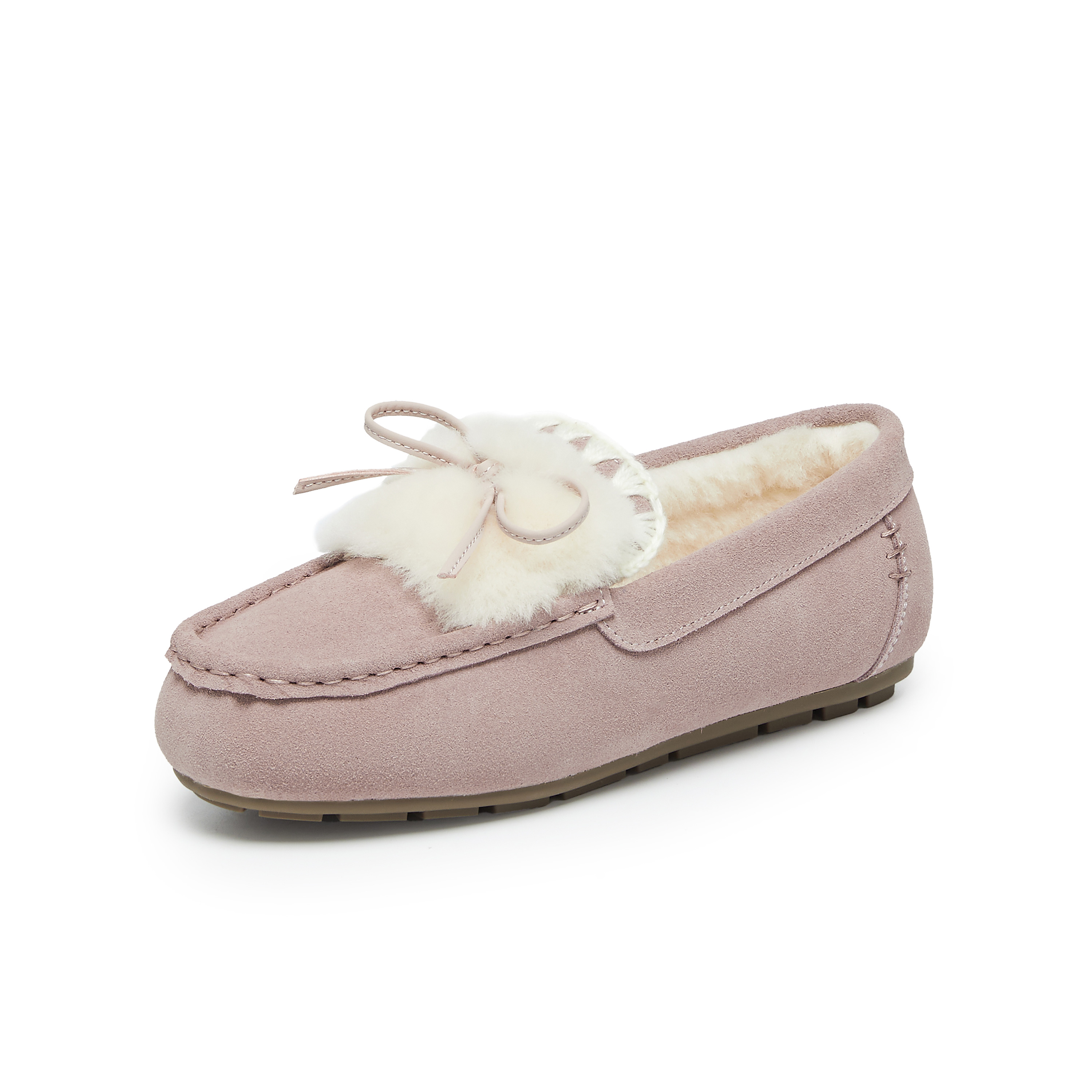 天美意2024冬新款商场同款单鞋毛绒保暖女毛毛单乐福鞋BK151DA4