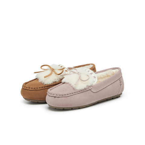 天美意2024冬新款商场同款单鞋毛绒保暖女毛毛单乐福鞋BK151DA4