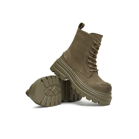 天美意2024冬新款休闲系带复古百搭厚底显瘦女马丁靴KDX02DD4