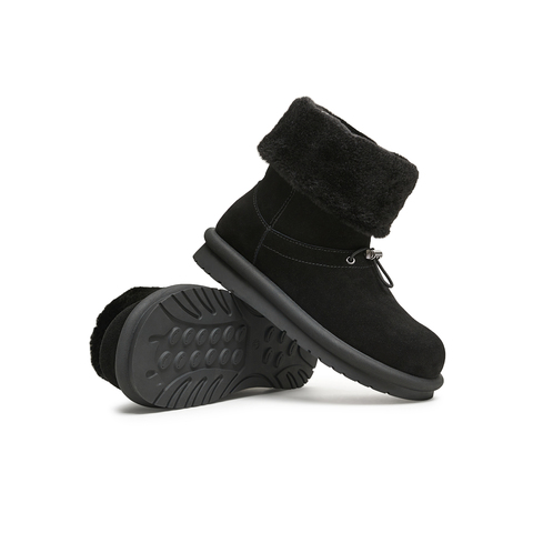 天美意2024冬新款毛绒保暖厚底百搭户外棉鞋女雪地靴KXD03DD4