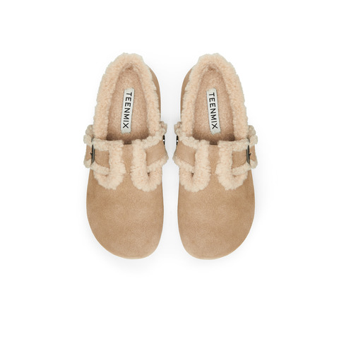 天美意2024冬新款商场同款勃肯鞋毛绒保暖女毛毛单鞋BK221DM4