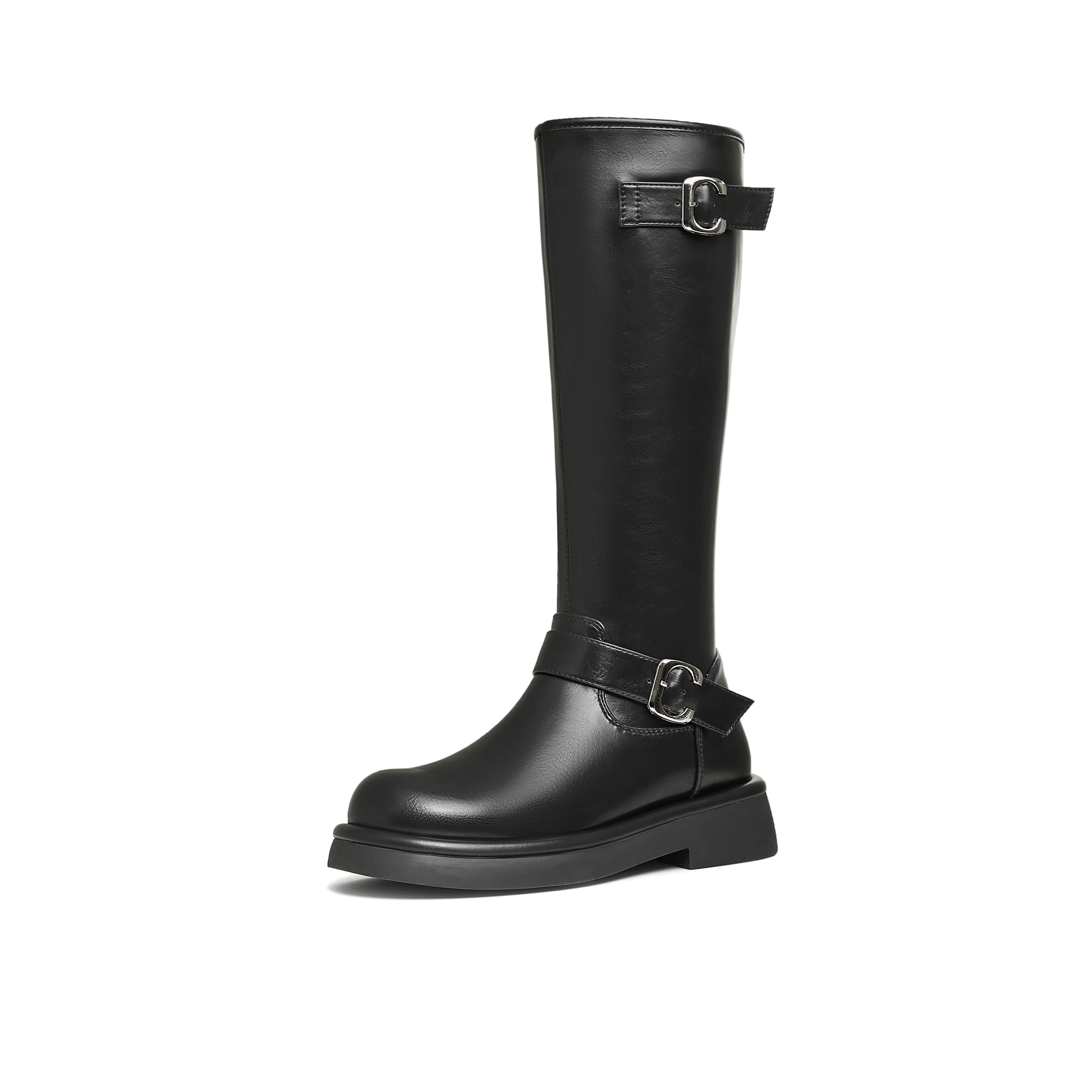 天美意2024冬新款厚底英伦百搭显瘦长靴骑士靴时装女靴KTX16DG4