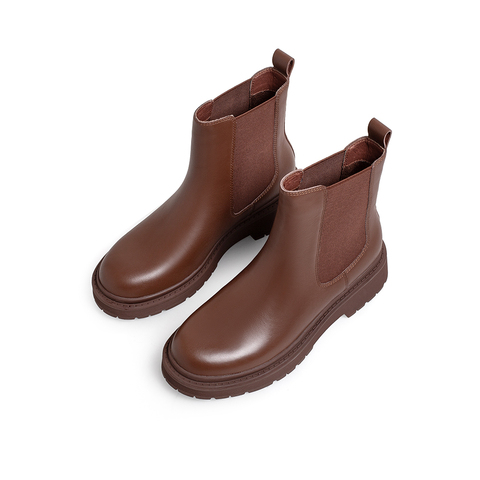 天美意2024冬商场同款复古气质切尔西女皮靴BB011DD4