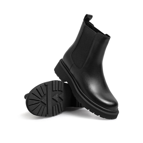 天美意2024冬商场同款复古气质切尔西女皮靴BB011DD4