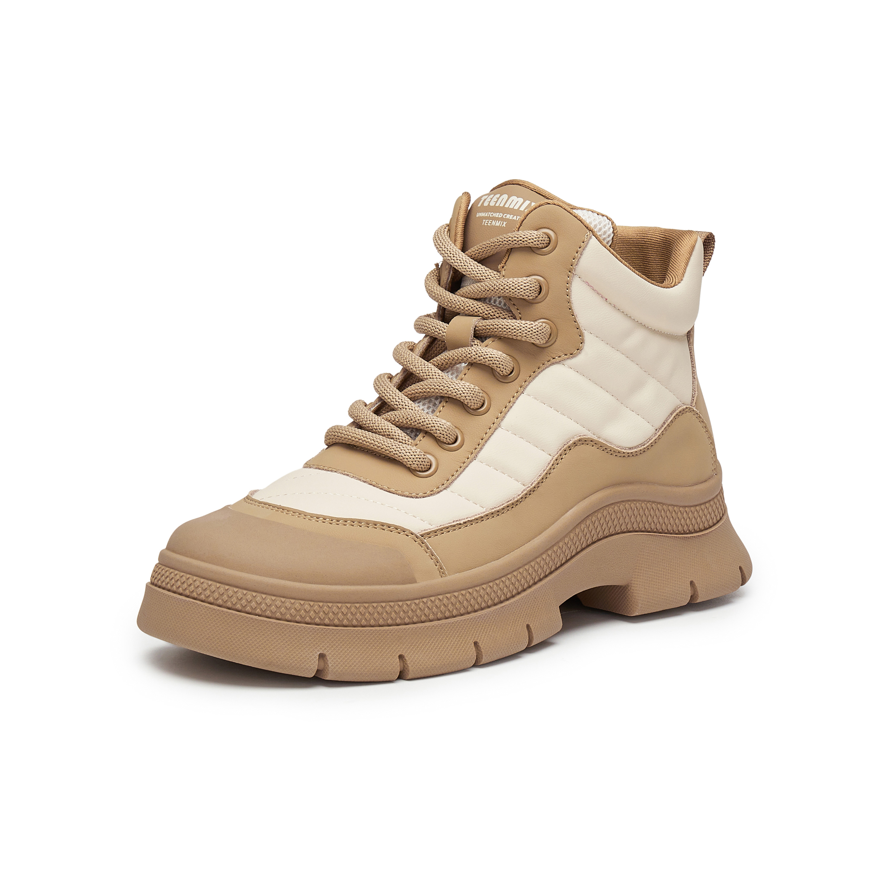 天美意2024冬新款休闲系带运动百搭复古户外厚底女板靴BK341DD4