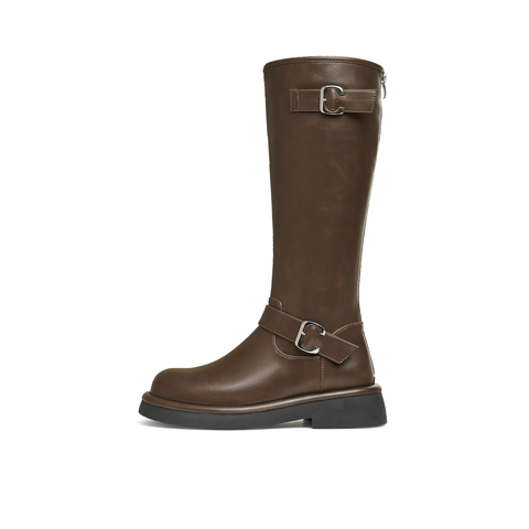 天美意2024冬新款厚底英伦百搭显瘦长靴骑士靴时装女靴KTX16DG4