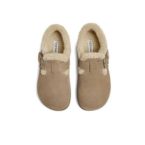 天美意2024冬新款厚底一脚蹬保暖棉鞋雪地靴女勃肯鞋KMZ05DM4