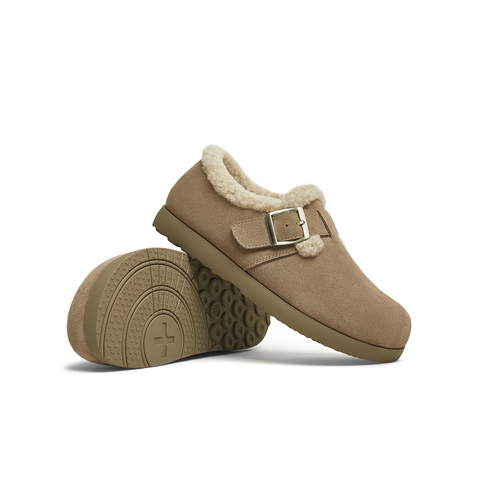 天美意2024冬新款厚底一脚蹬保暖棉鞋雪地靴女勃肯鞋KMZ05DM4